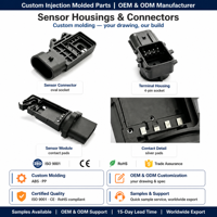 Boîtier de connecteur de capteur à 4 broches avec inserts métalliques moulés par injection sur mesure pour l'électronique OEM