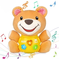 Ours musical en peluche de dessin animé, jouet apaisant avec berceuses, compagnon de sommeil doux et câlin pour bébé, éveil sensoriel précoce, cadeau d'anniversaire