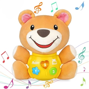 Oso de Peluche Musical de Dibujos Animados, Juguete de Peluche con Canciones de Cuna, Suave y Abrazable, Compañero de Sueño <span class=keywords><strong>para</strong></span> Bebés, Regalo de Educación Sensorial Temprana - Product Image 1