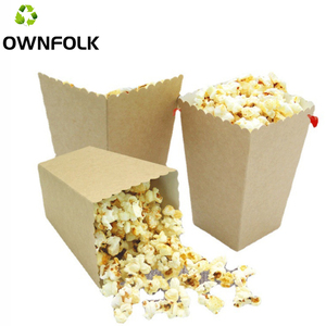 Popcorn OWNFOLK Wholesale Eco Friendly Disposable Popcorn Box Waterproof Package Kraft Paper Fried Chicken Box