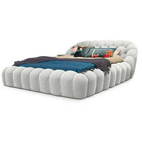 Lit Bulle Style Moderne Français Blanc pour Chambre à Coucher, Mousse Haute Densité, Doux, Grand Lit King Size, Cadre en Bois Gain de Place, Lit de Rangement, Meuble de Maison