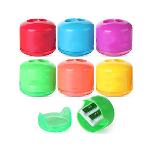 <b>Custom</b> Cute Handheld Small Manual Double Hole Transparent Plastic <b>Pencil</b> Sharpener for Kids 6 Colors Available - Product Image 3