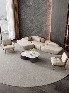 Canapé Antilope haut de gamme, grand, luxe léger, courbé, <span class=keywords><strong>en</strong></span> tissu, <span class=keywords><strong>en</strong></span> <span class=keywords><strong>cuir</strong></span> véritable, irrégulier, pour hôtel, bureau, réception - Product Image 3