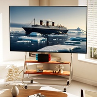 Carro de TV móvil de acero inoxidable de alta resistencia, carro de TV con bloqueo de líquido y ruedas, soporte de suelo LCD móvil con monturas, de acero inoxidable, 1: 2