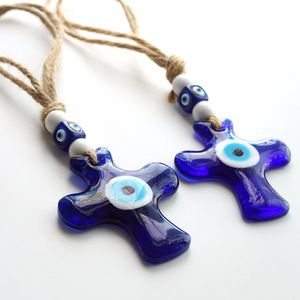 Devil's eye turco Blue Eye Glass Cross Pendant wall car ciondolo <span class=keywords><strong>portachiavi</strong></span> personalizzato - Product Image 3