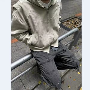 Veste en toile à fermeture éclair pour homme, style tendance de rue, longue et ample, automne - Product Image 2