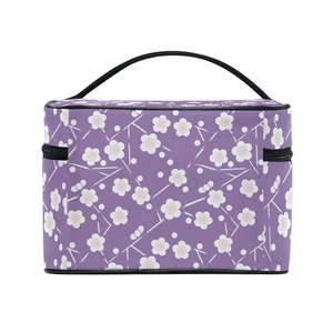 Fashion Design Flowers Printing Portable Make up Briefcase Travel Hard Bag Soft Waterproof Cosmetic Bag for Sale - Product Image 4