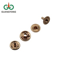 Anti Karat Nikel Gratis Tombol Kecil 8 Mm Kuningan Berlapis Emas Snap Pengikat Tombol untuk Dompet Kulit