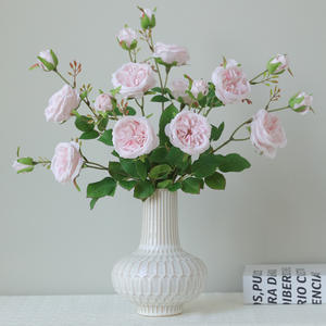 Rose artificielle de luxe à 3 têtes, style européen, pour allée de mariage et décoration intérieure - Product Image 2