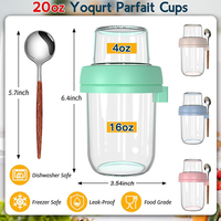 4 Wadah Kaca Mason Jar 20 oz untuk Pemisahan Makanan Kering dan Basah, Wadah Meal Prep, Wadah Overnight Oats dengan Tutup dan Sendok
