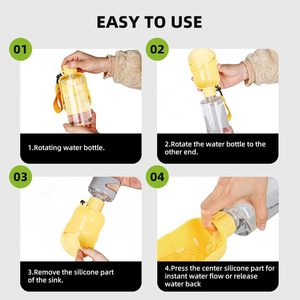 Botella de agua para perros, amarilla, portátil, a prueba de fugas, con tazón para mascotas de viaje - Product Image 5