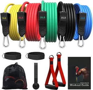 Custom Sport 100/150LBS Fitness 11 Pcs Oefening Buis Set Latex Resistance Bands Zware Power Workout Gym Apparatuur