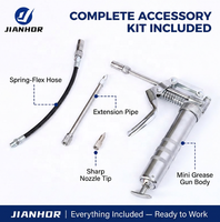 JIANHOR Pistola de Engrase Mini de 120CC con Empuñadura Tipo Pistola, Kit de Acero de Alta Presión, Herramienta de Lubricación con Gatillo de Resorte Antifugas