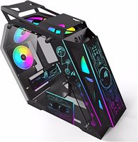 Boîtier d'ordinateur de jeu ZeroMaster Full Tower M-ATX avec carte mère, refroidissement par eau 240, côtés en verre trempé, 4 emplacements PCI, conception ouverte