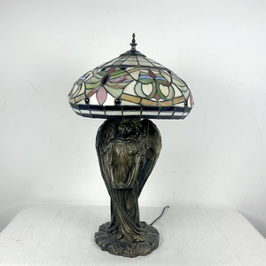 LongHuiJing European Jassmyne Stained Glass LED Lampshade Table Lamp Flexible Simple Angel Base for Living Room Art Decoration - Product Image 4