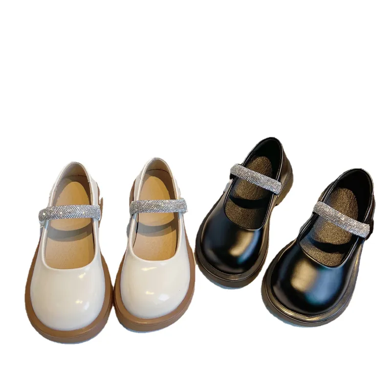 Children Leather Shoes Fashion Leather Girl's Flat Shoes Black Beige Vintage School 22-37 Toddler Kids Princess Shoes