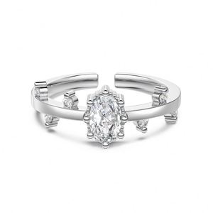 Dylam Dainty Jewelry Manufacturer Rhodium 18K Gold Plated 925 <b>Silver</b> 5A Zirconia Open <b>Adjustable</b> Bridal Promise <b>Rings</b> for Women - Product Image 1