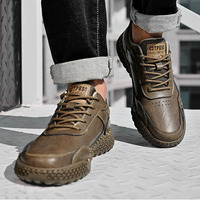 Chaussures décontractées pour hommes personnalisées en usine, en cuir véritable, à lacets, antidérapantes, grandes tailles, durables, souples, classiques, pour la marche et le sport