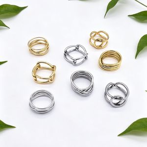 yunnique Geometric Line <b>Ring</b> <b>Titanium</b> Steel Gold Plated Unisex Fashion Jewelry Gift Ready To Ship - Product Image 1