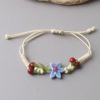 Nouveau bracelet en céramique tressée avec des perles délicates et ajustables, un cadeau pour une meilleure amie étudiante