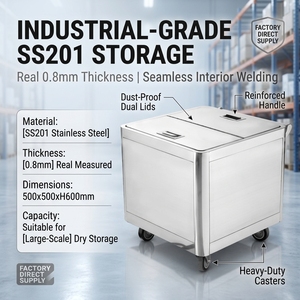 Bakery Use 201 Stainless Steel Flour <b>Bin</b> Trolley Bulk Grain Storage Transport Truck For Commercial <b>Kitchen</b> - Product Image 5