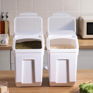 Rice Storage <b>Container</b> 20L Airtight Buckle Lid White Rectangle For Home Use - Product Image 4
