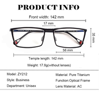 ZY212 lunettes carrées de Style japonais lunettes haut de gamme en titane ultralégères et légères montures de lunettes à motif solide
