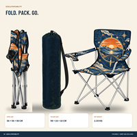 Chaise de camping en gros avec accoudoir unique, porte-gobelet et logo et motif personnalisés pour les excursions tout-terrain