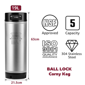 19L Bóng Khóa Keg New Bia Keg Corny Tank 304 Thép Không Gỉ Cao Su Xử Lý Xô Bóng Khóa Cornelius Phong Cách - Product Image 2