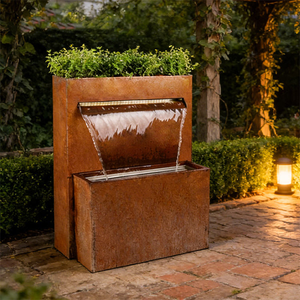 Fuente de Jardín Moderna de Metal con Cascada, Decoración para Exteriores, Acabado Rústico, Forma Irregular, Independiente - Product Image 6
