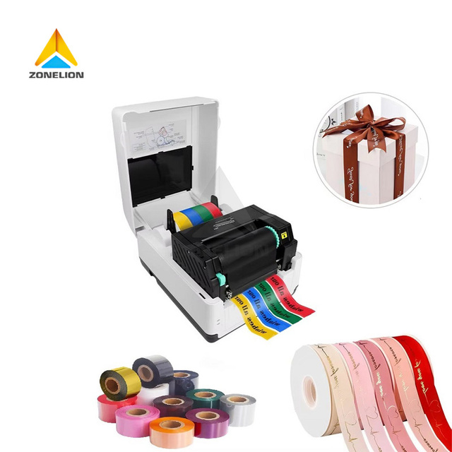 Silk Ribbon Printer 300DPI Thermal Transfer Ribbon Printer with Auto Cutter for Printing Packaging & Gift Ribbons