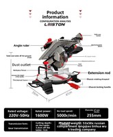 Scie à onglet électrique Leishidun pour aluminium et bois, machine de découpe avec angle de 45 degrés, 220V, DIY