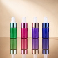 Flacon compte-gouttes en verre avec bouchon coloré, mini flacon vide pour emballage de sérum cosmétique, vente en gros, fournisseur OEM ODM