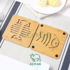 Salvamanteles de bambú de cocina con forma de copo de nieve de diseño personalizado para aislamiento de platos, almohadillas para tetera, soportes para ollas calientes, alfombrilla resistente al calor - Product Image 2