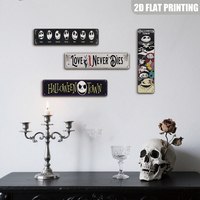 Letrero Metálico Largo con Caras de Esqueletos Espeluznantes para Días Laborables, Decoración Retro de Halloween para Pared del Hogar