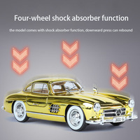 Modèle de voiture classique Gullwing Coupe en alliage moulé sous pression à l'échelle 1:24, avec lumières, sons, portes ouvrables, capot et coffre, fonction de recul