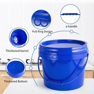 Nouvelle Seau en plastique PP bleu de 8 <span class=keywords><strong>litres</strong></span>, qualité <span class=keywords><strong>alimentaire</strong></span>, robuste, épaisseur <span class=keywords><strong>60</strong></span> MIL, impression personnalisée, poignée à doigts, directement de l'usine - Product Image 6