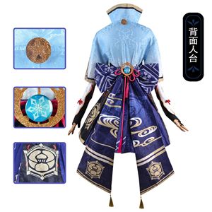 Genshin-Disfraz de Anime para mujer, traje de Cosplay de Genshin Impact <span class=keywords><strong>Ayaka</strong></span> <span class=keywords><strong>Kamisato</strong></span>, peluca de fiesta de Halloween, zapatos de chica, vestido de abanico Chino - Product Image 4