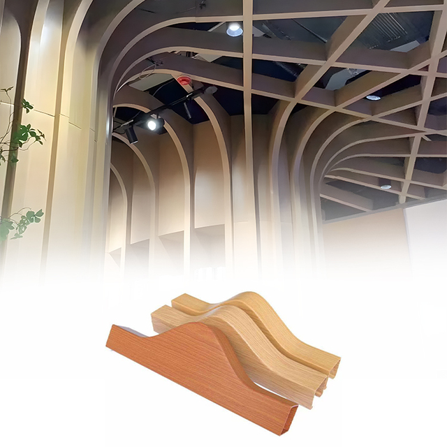 Curved Wooden Aluminum Ceiling Panels - Modular Wave Arched Design for Modern Interiors