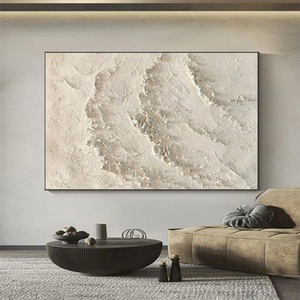 Peinture murale 3D Océan Blanc, Art Texturé Vague Océanique, Décoration Salon Style Wabi Sabi, Cadeau Idéal pour l'Aménagement de la Maison - Product Image 2