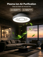 Ventilateur de plafond sans pales Yeyun à profil bas avec lumière LED, purificateur d'ions plasma, sûr pour la famille