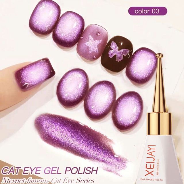 10ml Purple Magnetic Glitter Gel Nail Polish Soak Off UV LED Varnish Semi Cat Eye Permanent Nail Art for Manicure Design