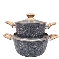 Ensemble d'ustensiles de cuisine antiadhésifs, revêtement en granit d'aluminium, lot de casseroles, 8 pièces