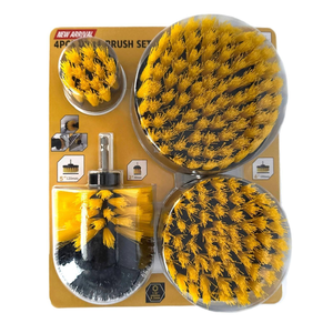 Juego de 4 cepillos de cuero para limpieza de llantas y tapetes de coche, kit de cepillos para <span class=keywords><strong>taladro</strong></span>, limpiador multiusos para fregar - Product Image 1
