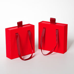 Custom Logo Eco-Friendly Square Jewelry Boxes Ribbon Handle <b>Slide</b> <b>Drawer</b> Gift Bag Necklace Ring Exclusive Packaging - Product Image 3