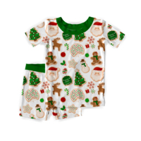 Pyjamas en bambou personnalisés imprimés, 95% bambou, 5% élasthanne, bébé enfant, 2 pièces, manches courtes, pantalon, pyjama, vêtements de nuit, ensembles de pyjamas pour enfants