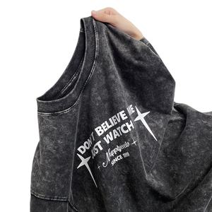 T-shirt unisexe vintage lavé à l'acide en pierre avec impression surdimensionnée personnalisée en gros 100% coton minéral pour hommes - Product Image 1