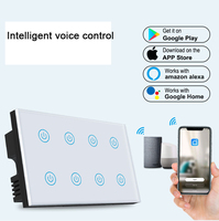 Interrupteur intelligent 8 gangs panneau de verre et interrupteur de ventilateur marche/arrêt prise en charge de la fonction de synchronisation Tuya Smart Life