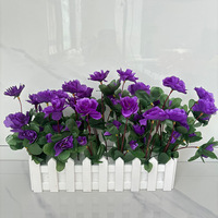 Fleurs d'azalée artificielles, décorations florales en plastique, ensembles d'herbe et d'arbres durables pour la décoration murale extérieure et les aménagements paysagers de restaurants