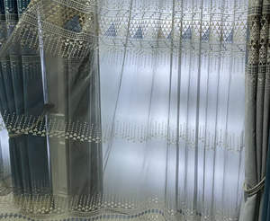 <span class=keywords><strong>Tende</strong></span> Moderne di Lusso in Tessuto Velato Grigio Blu Ricamate Idrosolubili per Soggiorno e Camera da Letto Tocco Leggero ed Elegante - Product Image 5